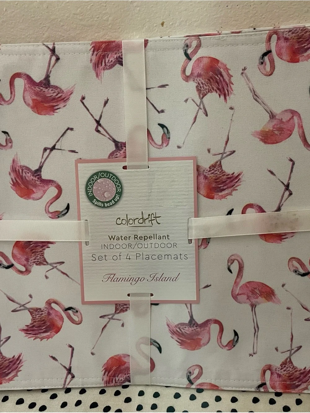 colordrift Flamingo Island Water-Repellent Pink Placemat Set (Set of 4)